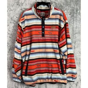Cinch Sweater Mens XXL Multicolor Aztec Stripe Fleece Quarter Snap Pullover